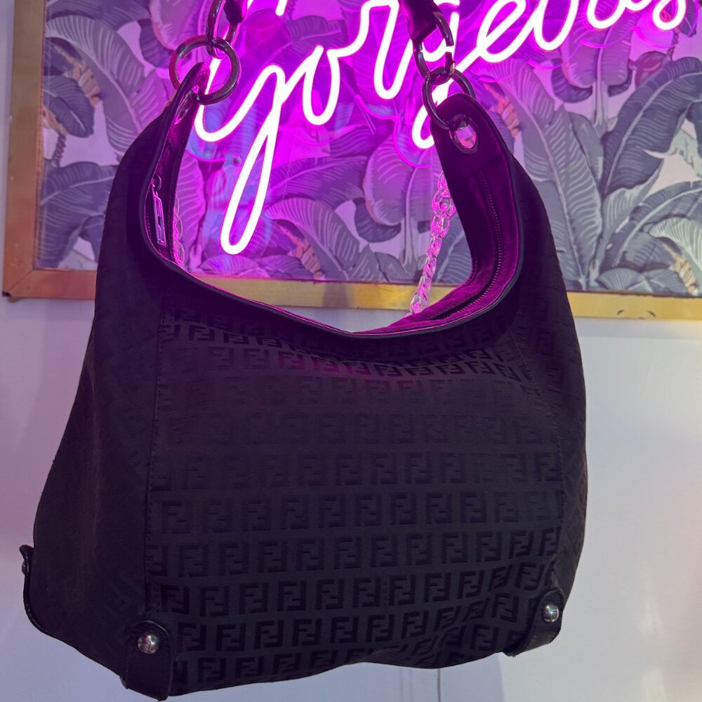 Fendi Monogram Hobo with acrylic unbranded chain